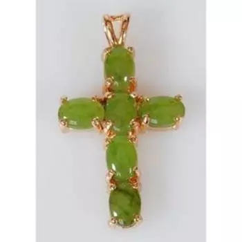 Подвеска с нефритом "Крест", позолота с родированием