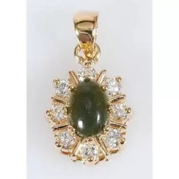 Подвеска с нефритом "С лучами", позолота с родированием