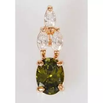Подвеска с перидотом "Кабошон в цирконах", позолота с родированием