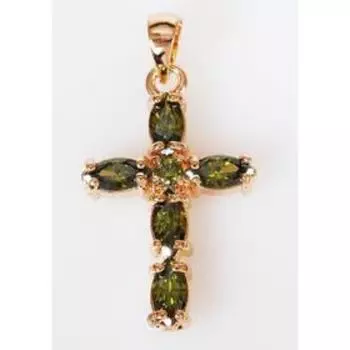 Подвеска с перидотом "Крест миледи", позолота с родированием