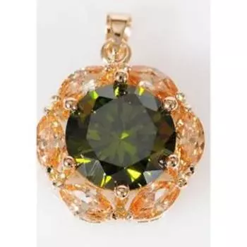 Подвеска с перидотом "С лепестками", позолота с родированием