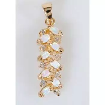 Подвеска с японским опалом "Большая косичка", позолота с родированием