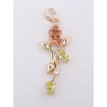 Подвеска с разноцветными фианитами "Тюльпан"