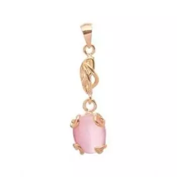 Подвеска с розовым кошачьим глазом "Лагуна", позолота с родированием