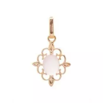 Подвеска с розовым кварцем "Констанция", позолота с родированием