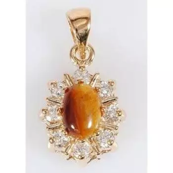 Подвеска с тигровым глазом "С лучами", позолота с родированием