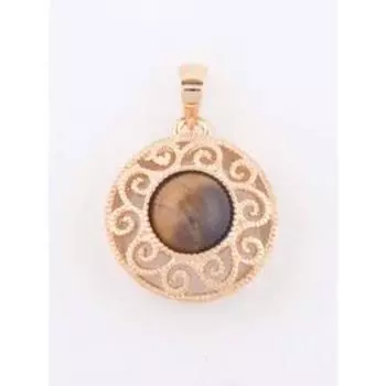 Подвеска с тигровым глазом "Восточное солнце", позолота с родированием