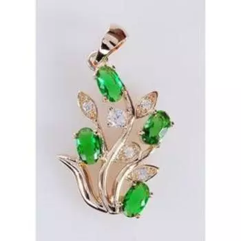 Подвеска с зеленым фианитом "Райские ягоды", позолота с родированием