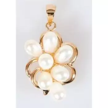 Подвеска с жемчугом "Россыпь" из семи бусин, позолота с родированием
