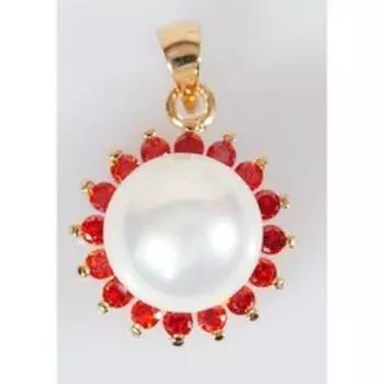 Подвеска с жемчугом "В гранате", позолота с родированием
