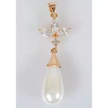 Подвеска с жемчугом "Жемчужная капля", позолота с родированием