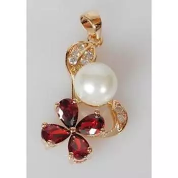 Подвеска с жемчугом "Жемчужный цветок" (гранат)