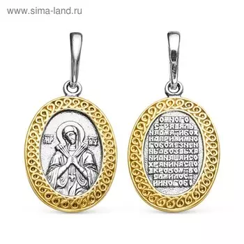 Подвеска «Семистрельная икона Божьей Матери» овал, посеребрение с оксидированием, выборочная позолота