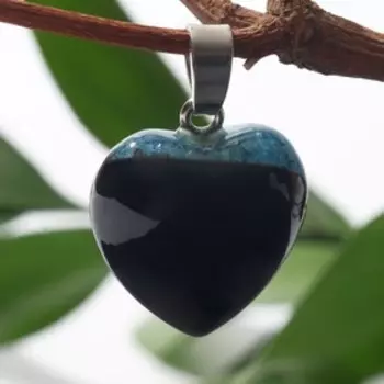 Подвеска сердце "Агат", цвет чёрно-синий