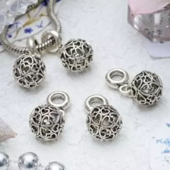 Шарм подвеска «Шарик», цвет серебро