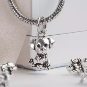 Шарм подвеска «Собака», цвет серебро