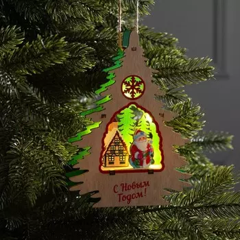 Подвеска световая «Дед Мороз», 133x18 см, 6 LED, от батареек, свечение тёплое белое