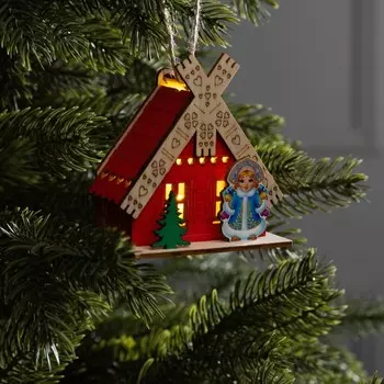 Подвеска световая «Дом Снегурочки», 84х8.5 см, 1 LED, от батареек AG103, свечение тёплое белое