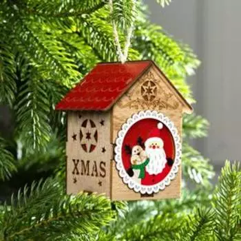 Подвеска световая "Домик и дед мороз", 11х8х7, LR1130*3, Т/БЕЛЫЙ