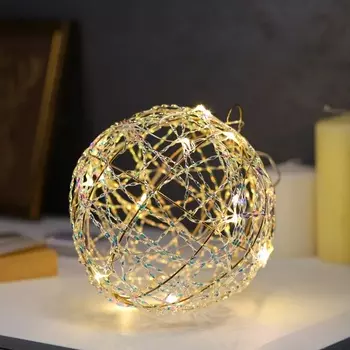 Подвеска световая «Шар плетеный», 15 см, 15 LED, от батареек ААx2, свечение тёплое белое