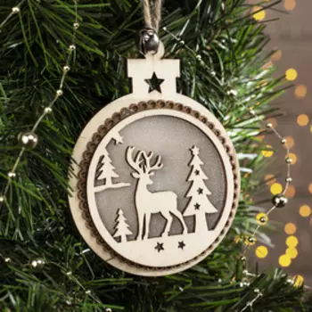 Ёлочная игрушка «Шар с оленем», 11х10х1 см, 4 LED, от батареек, свечение тёплое белое