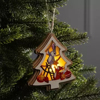 Подвеска световая «Зайка и белка», 1112 см, от батареек LR413, свечение тёплое белое