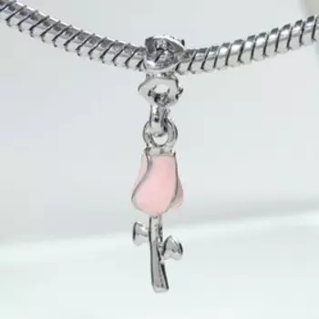 Подвеска "Цветок" тюльпан, цвет розовый в серебре