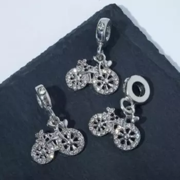 Подвеска "Велосипед", цвет белый в серебре