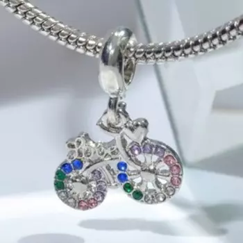 Подвеска "Велосипед", разноцветный в серебре