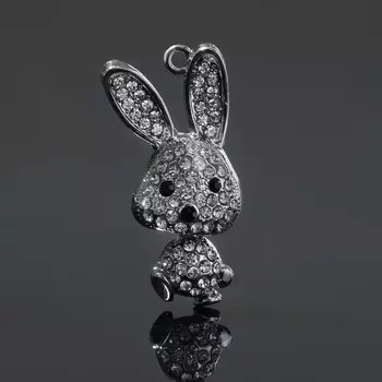 Подвеска «Заяц», белая в серебре