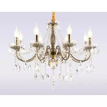 Подвесная классическая люстра с хрусталём Ambrella light, Classic, TR4950, 8хE14, цвет бронза