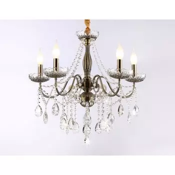 Подвесная классическая люстра с хрусталём Ambrella light, Classic, TR4949, 5хE14, цвет бронза