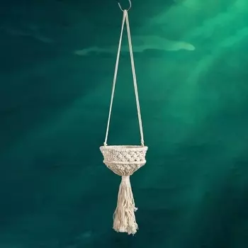 Кашпо - макраме «Луна», 151512 см, текстиль, подвесное, бежевое