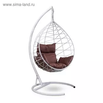 Подвесное кресло Alicante белое, коричневая подушка, стойка