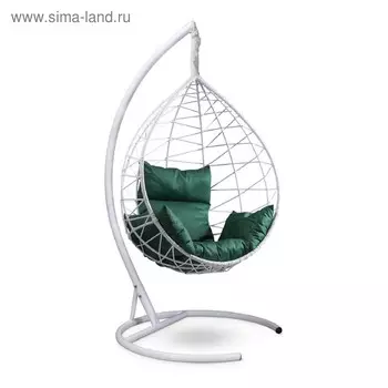 Подвесное кресло Alicante белое зеленая подушка, стойка