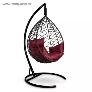 Подвесное кресло Alicante коричневое, бордовая подушка, стойка