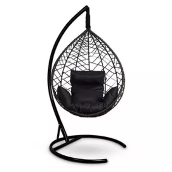 Подвесное кресло Alicante коричневое, чёрная подушка, стойка