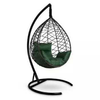 Подвесное кресло Alicante коричневое, зеленая подушка, стойка