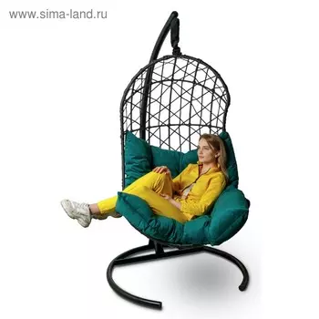 Подвесное кресло Barselona черное, зеленая подушка, стойка