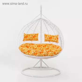 Подвесное кресло, с подушкой, искусственный ротанг, белое, 45-004-05