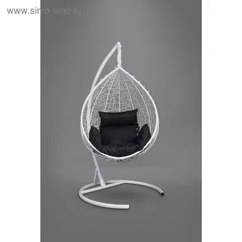 Подвесное кресло SEVILLA белое, черная подушка, стойка