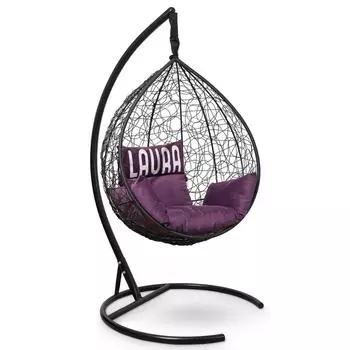 Подвесное кресло "SEVILLA VELOUR" черное, фиолетовая подушка, 110х115х195см