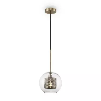 Подвесной светильник 60Вт, 1хE14, 37,8x20 см, латунь