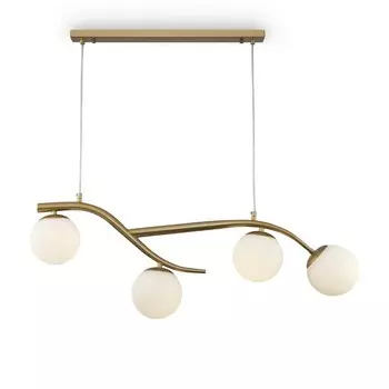 Подвесной светильник 60Вт, 4хE27, 67,6x13 см, латунь