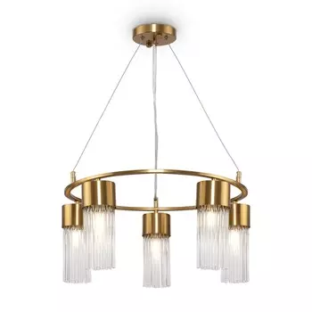 Подвесной светильник 60Вт, 5хE14, 120x52x10 см, латунь