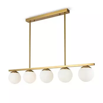 Подвесной светильник 60Вт, 5хE27, 65x13 см, латунь