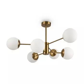 Подвесной светильник 60Вт, 6хE27, 40x79 см, латунь