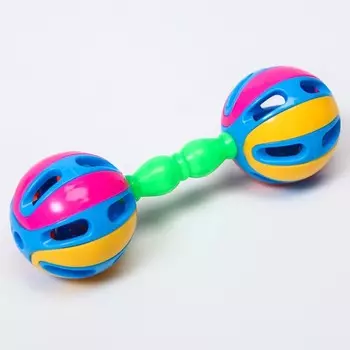 Погремушка Крошка Я «Яркий маракас: гантелька», от 3 мес., МИКС