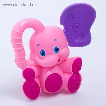 Погремушка - пищалка «Слоник», с эластичными элементами, от 3 мес., МИКС, Крошка Я