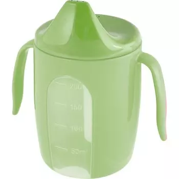 Поильник детский с твёрдым носиком Follow Me, 200 мл., с ручками, зеленый